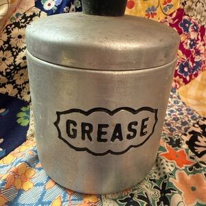 Vintage Metal Grease Canister - Silver